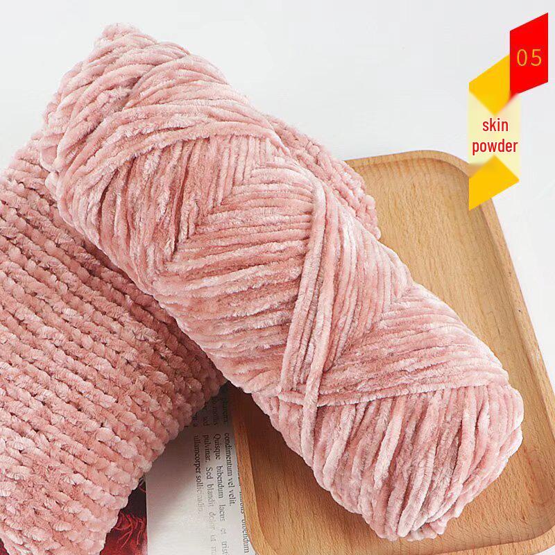 Chenille Golden Silk Velvet Yarn Ball - Medium Thick Glossy Yarn for Hand Knitting and Crochet Slippers.
