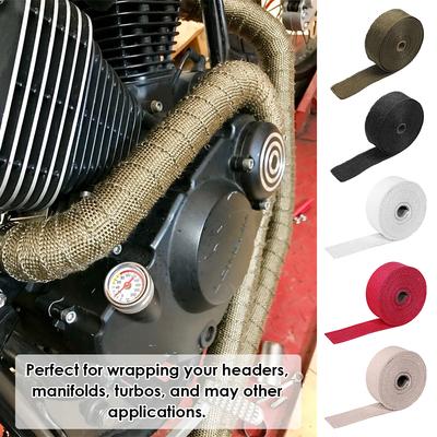5M Rolle Fiberglas Hitzeschild Motorrad Auspuff Header Rohr Wärme Wrap Band Thermische Schutz Auspuffrohr Isolieren