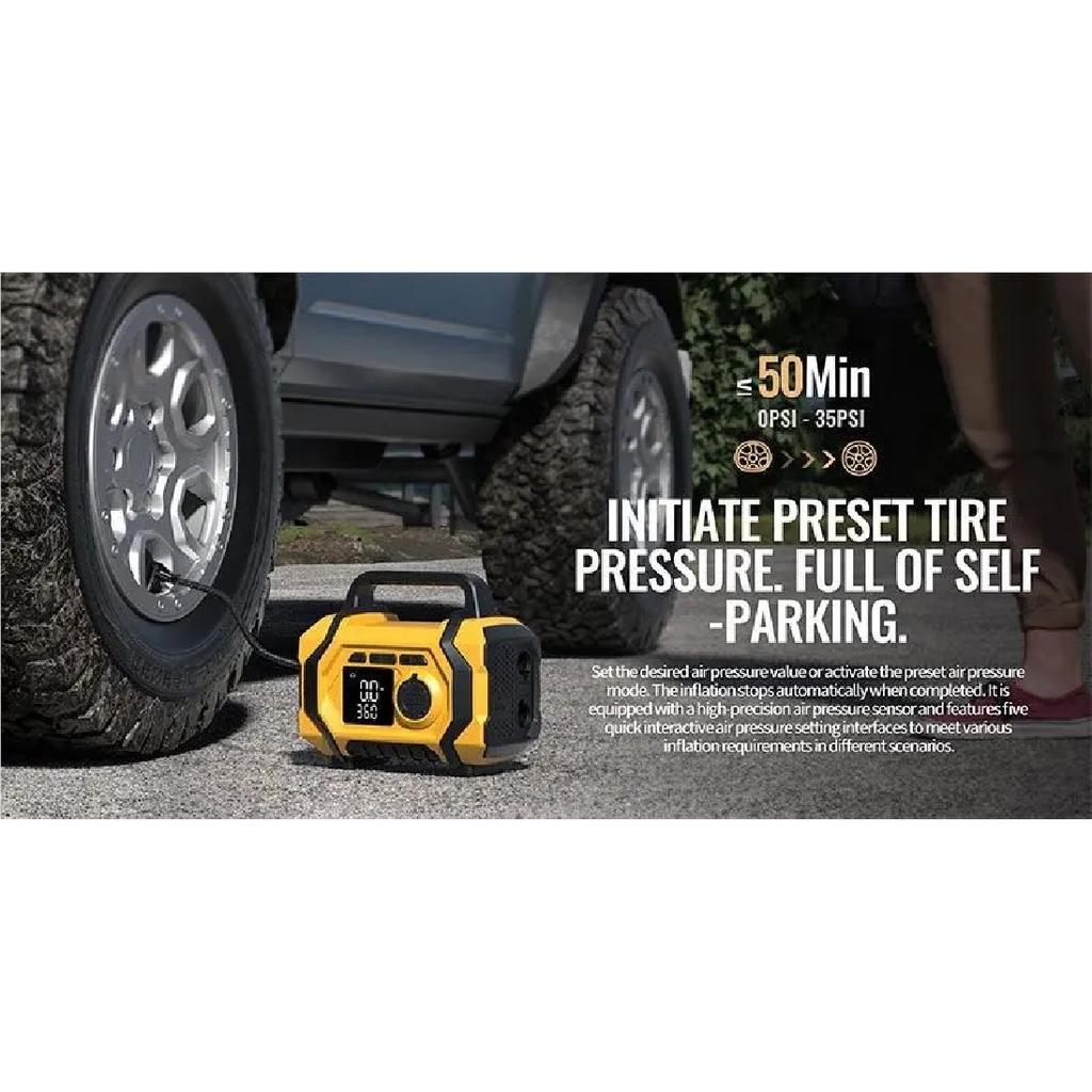 6 in 1 Car Jump Starter 15V with LED SOS Light Air Pump Portable High Pressure Air Compressor For Car/Motorcycle/ Bicycle.