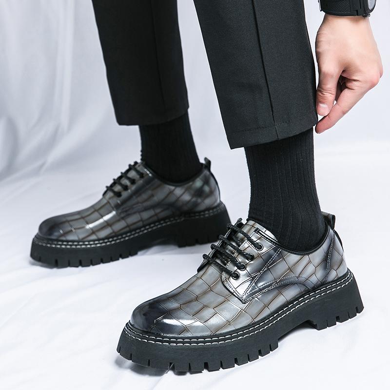 Men’s Oxford Shoes Street Style Leather Shoes Men Tuxedo Punk Thick Sole Height Increase Party Dress Shoes Plus Size