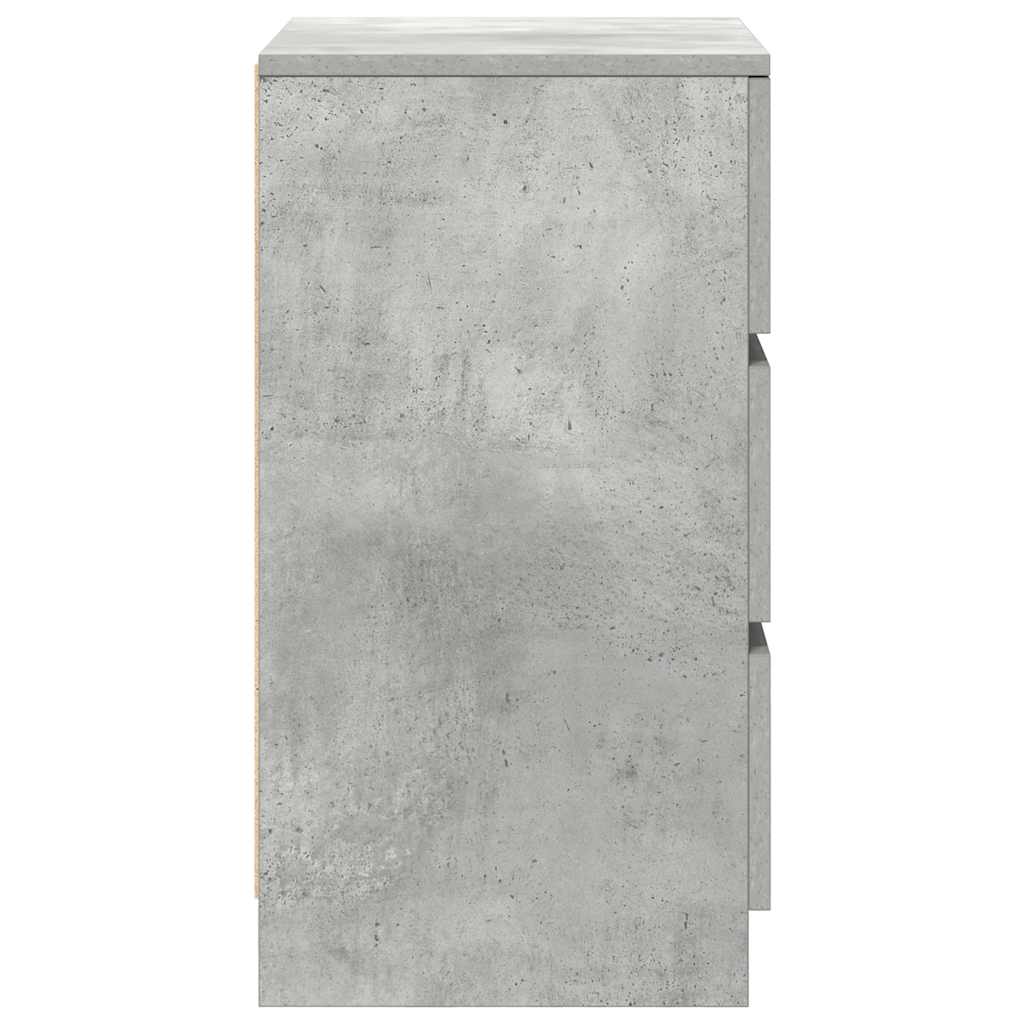 Nightstand with 3 Drawers Concrete Gray 39 x 35 x 65 cm