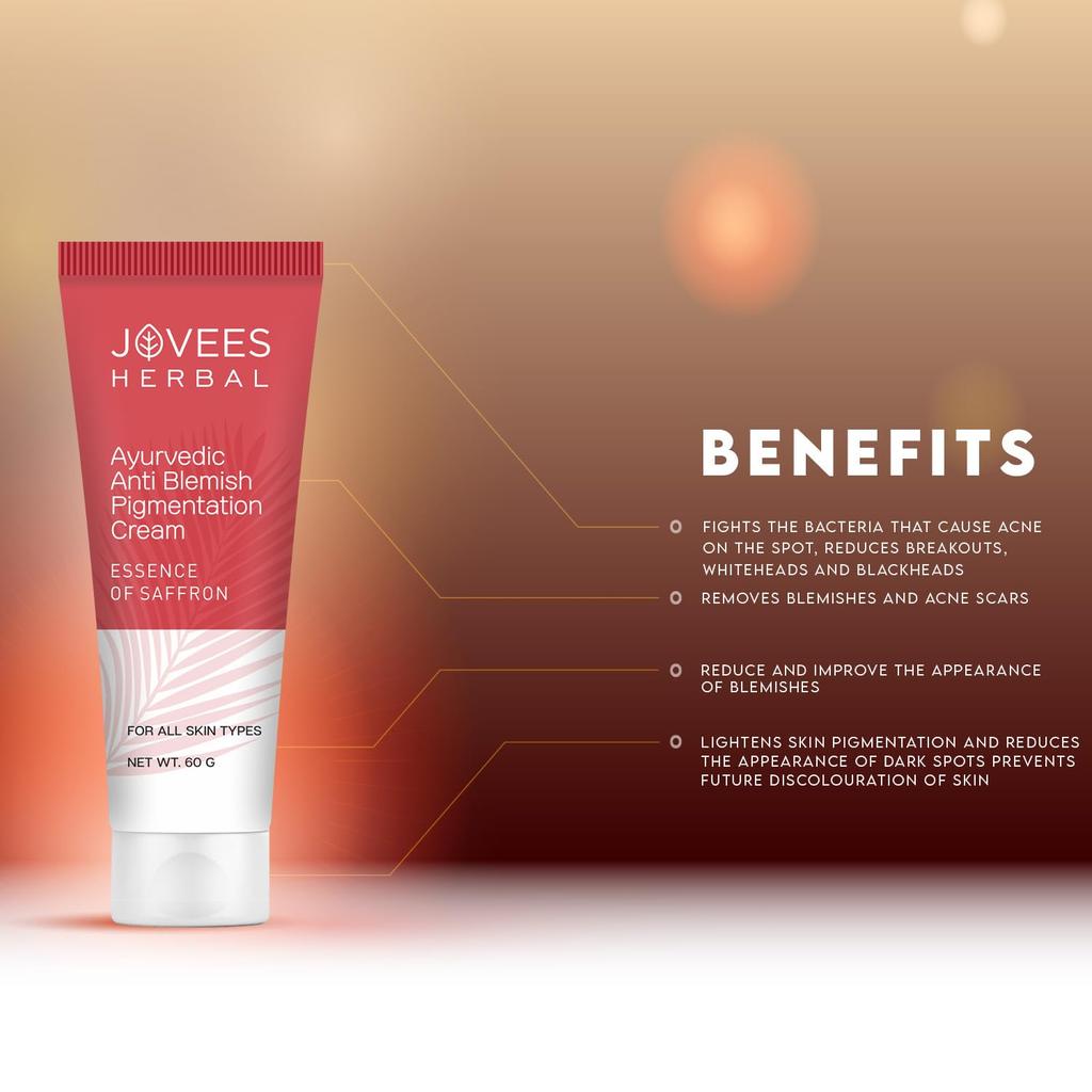 Jovees Herbal Anti Blemish Pigmentation Face Cream 60g | Reduces Dark Spots | Brightening Moisturizer For Even Skin Tone