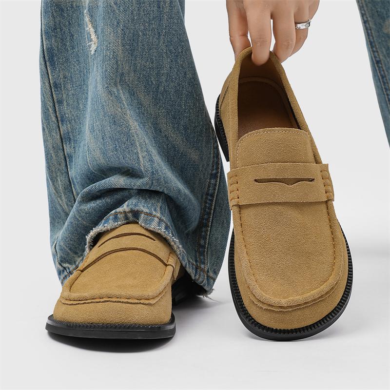 Fashion Cow Suede Leather Men Classic British Style Loafers Moccasins Mens Light Comfortable Walking Flats Luxury Men's Casual Shoes