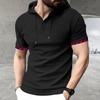 Mens Casual Short Sleeve Hooded Henley Shirt