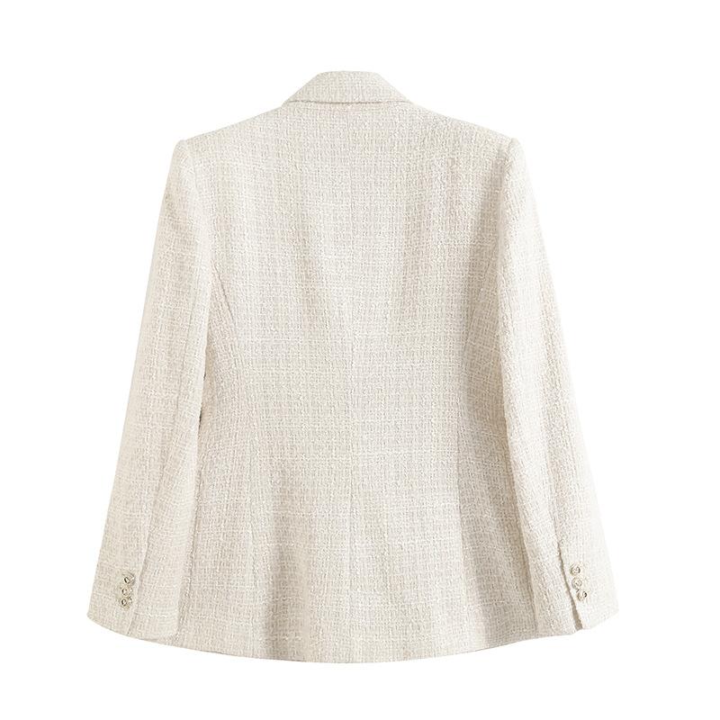 GMXIA Women's Vintage Casual Solid Color Print Autumn Winter Long Sleeve POLO Neck Jackets & Coats