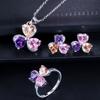 Ki0081 Simple And Exquisite Clover Zircon Set, Earrings, Pendant Ring Three-Piece Set