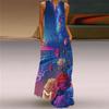 V Neck Sleeveless Dress 3D Print Fashion Elegant Pocket Dress Stage Show Travel Photography Beach Dress