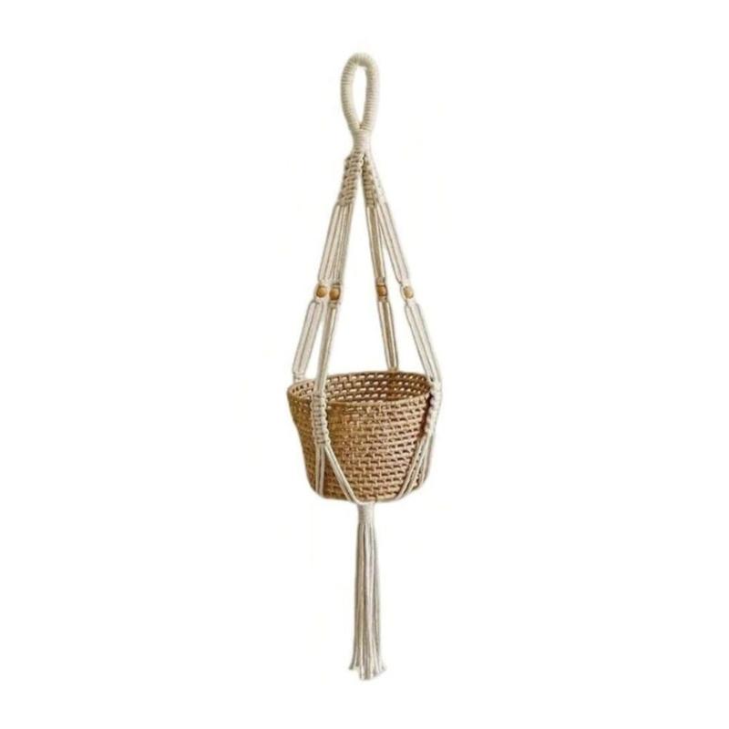 Multipurpose Woven Tassels Hanging Net Nordic Cotton Rope Macrames Plant Hanger for Flower Pot Holder and Home Wall Decors