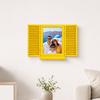 Key Holder with Hidden Storage Shelf, Mediterranean-Style Window Frame Photo Display Stand, Functional Entryway Organizer with Blinds Decor