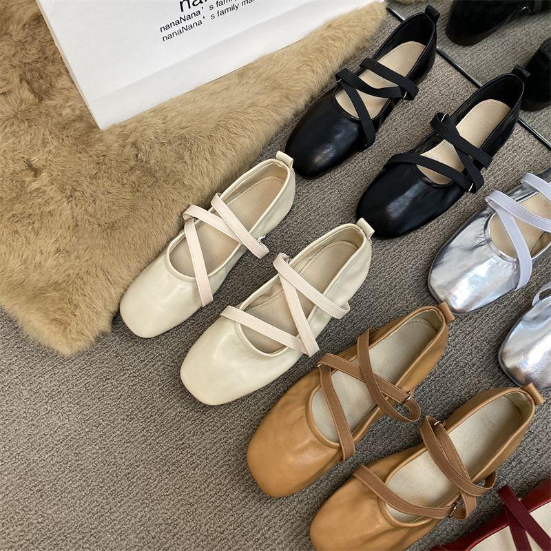 2025 new spring temperament ballet shoes square head shallow mouth single shoes women's flat Mary Jane women's shoes Doudou shoes