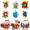 2Pcs Wrist Flower with Star Bell Decor Cheerleading Cheer Elastic Band Bracelet Holiday Celebration Metallic Sparkling Wrist Accessory