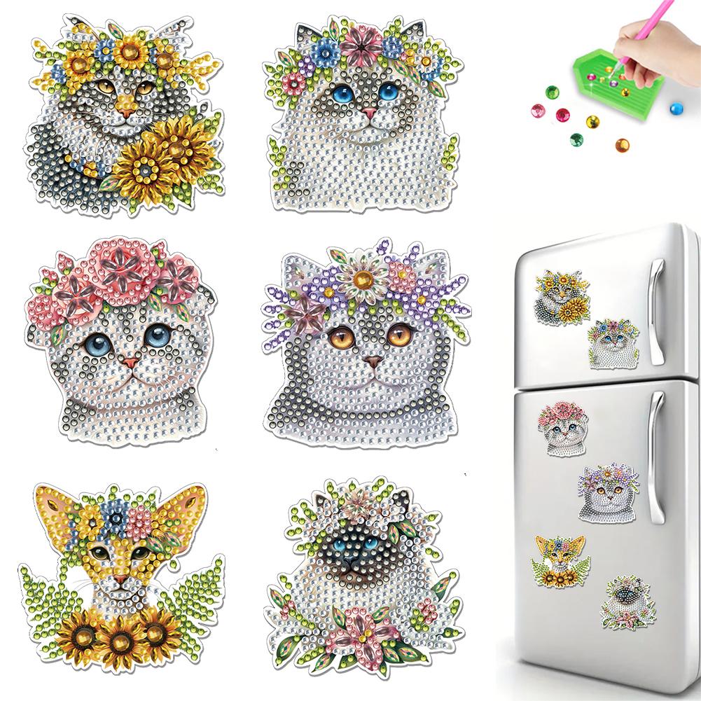 6Pcs Diamond Painting Refrigerator Magnets Fridge Magnets Diamond Art Diamond Art Magnets DIY Art Crafts for Adults Beginners