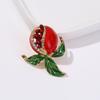 Elegant Enamel Pomegranate Brooch with Rhinestones, Stylish Unisex Pin, Perfect Gift for Friends & Daily Wear