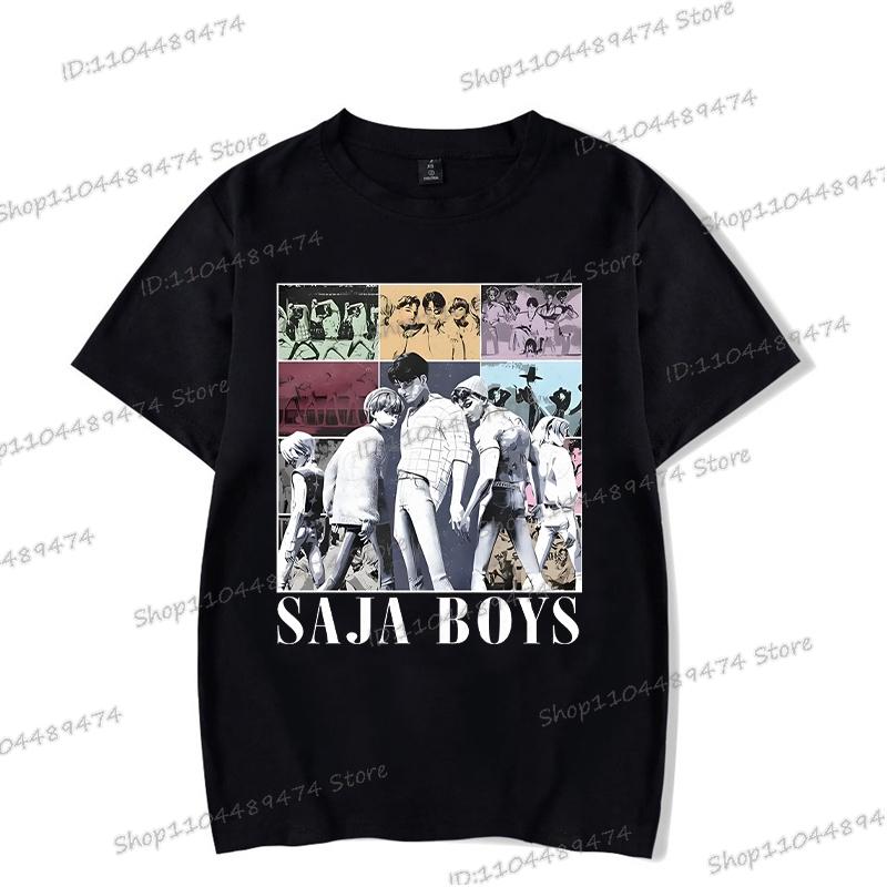 Schwarze T-Shirts KPop Dämonenjäger Streetwear Damen Herren Kurzarm Trendy Tiger und Saja Boys Koreanische Ulzzang T-Shirts Tops