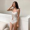 2026 European and American Solid Color Split Bandeau Bikini with Ruched Fabric