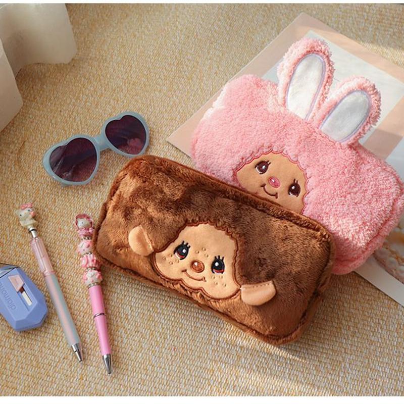 Monchichi Stationery Storage Bag Cute Monkiki Pencil Case Monchhiki Pouch Storage Student Gifts Kawaii Cosmetics Storage Bag