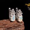 Gorgeous Design October Birthstone Natural Opal Ring Earring Jewelry Set 925 Sterling Silver Birthday Gift for Lady and Girls