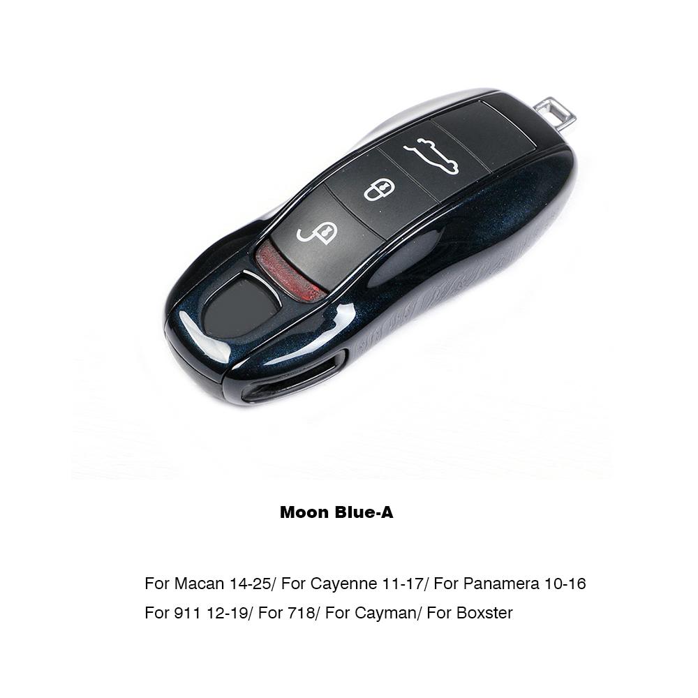 Étui de clé de voiture Couleur Bleu Saphir Pour Porsche Mancan Panamera Cayenne 718 911 Boxster Cayman Coque de remplacement pour clé Kit