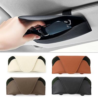 4 Colors Car Glasses Case Auto Sun Visor Glasses Holder Sunglasses Clip Ticket Holder Multi-Function Automobile Storage Case