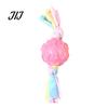 Interactive Pet Training Tool Dog Tug Toy, Rubber Ball Chew Toy with Fabric Strips, Macaron Color Puppy Toys Teeth Cleaning for Small Dogs Dental