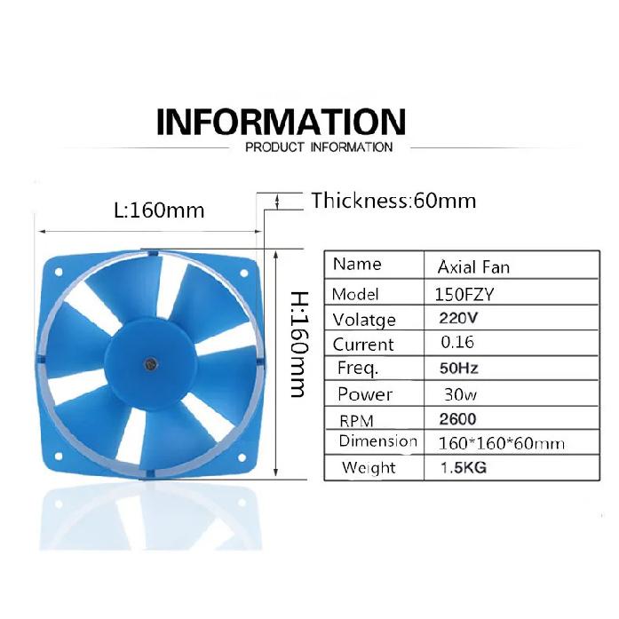 Small Power Frequency Axial Fan Welding Machine Cooling Fan 160x160x60 AC 220V 150FZY2-D 0.16A 30W blower 150FZY2D
