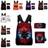 Anime Style Three-piece Backpack Set For Kids With Geometric Pattern And Pencil Case