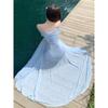 Wind Tube Top Tulle Slimming Holiday Slanted Shoulder Atmosphere Slightly Transparent Kinked Long Dress Dress Women's Summer
