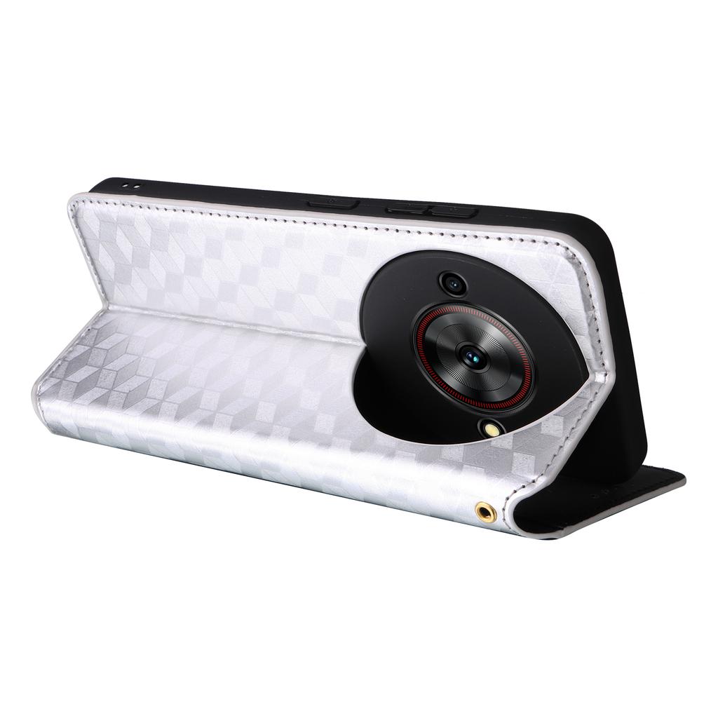 For ZTE Blade A75 5G/nubia Focus Wallet Case Rhombus Imprinted Leather Phone Cover