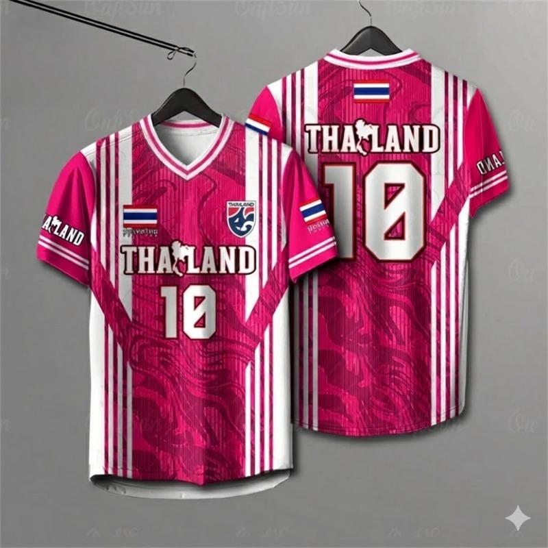 Elephant Thailand Jersey Men Football Shirt V-neck Short Sleeve Sportswear Fan Kit Custom Print Retro Striped Floral Uniform Top