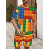 Summer Men's Personalized Two-piece Short-sleeved Cartoon Duck Print Drawstring Shorts Fashion Outdoor Large Size Sports Suit