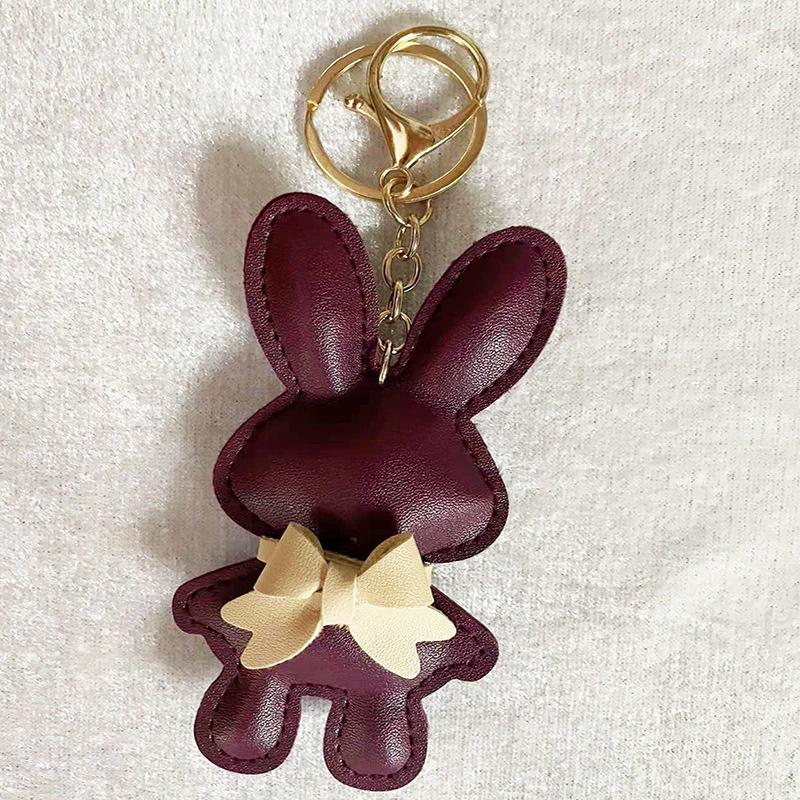 Bag Charm New PU Leather Bunny Decoration Key Holders Hanging Charm Solid Bag Pendant Accessories Gift