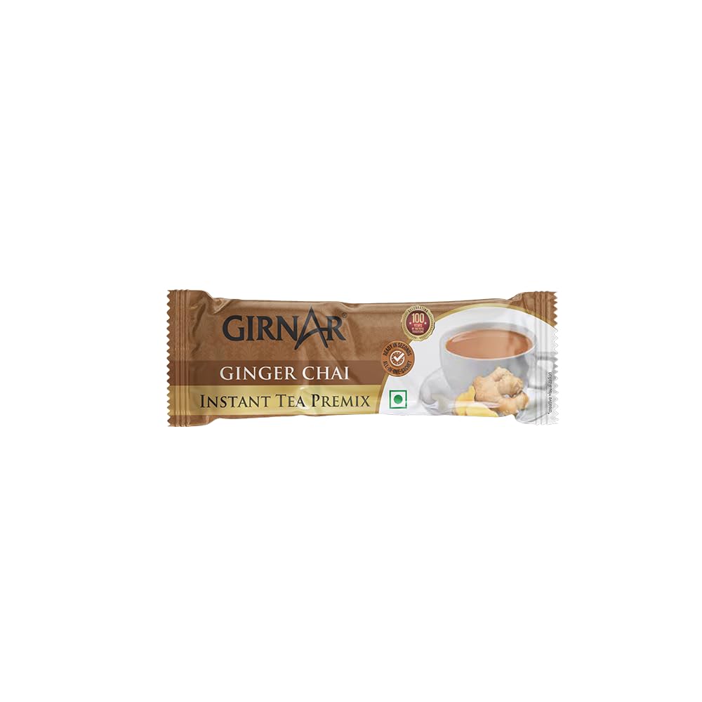 Girnar Instant Ginger Tea Premix – 10 Sachets | Vegan Powder Blend for Cozy, Aromatic, Refreshing Tea Anytime, Anywhere