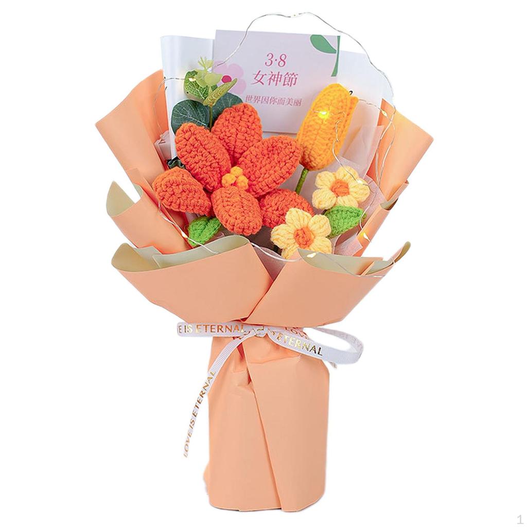 Fertiger Häkelblumenstrauß, künstliche Strickblume, Gänseblümchen-Verarbeitung