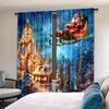 Festive Santa Claus Curtains Christmas Window Decor Polyester Drape Home Room Darkening Set Of 2 Made With Rod Pocket