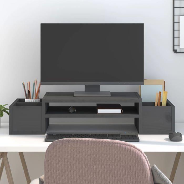 VidaXL Support de Moniteur Rehausseur d'Ecran Support pour Ordinateur Portable Bureau Maison Intérieur Gris 70x27,5x15 cm 813966