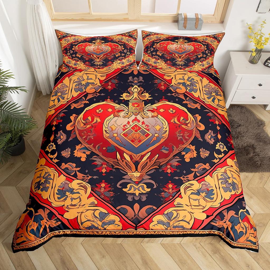Colorful Flowers Beding Set Boho Paisley Floral Decor Soft Duvet Cover for Women Mothers Day Gifts, Warm Soft plus Breathable Quen
