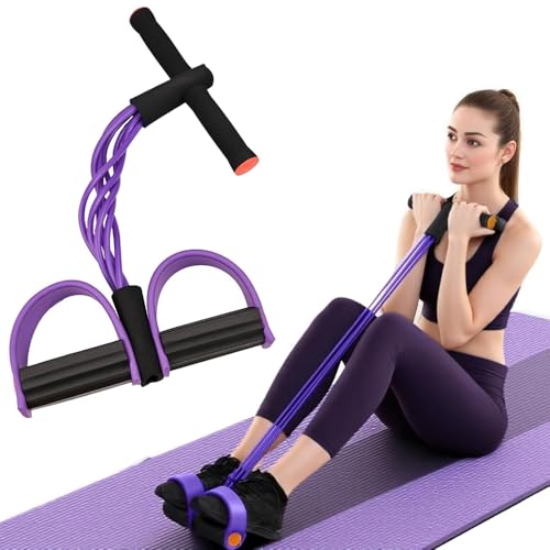 Resistance Bands Pedal Pull Rope 6 Tube Fitness Set Black Purple