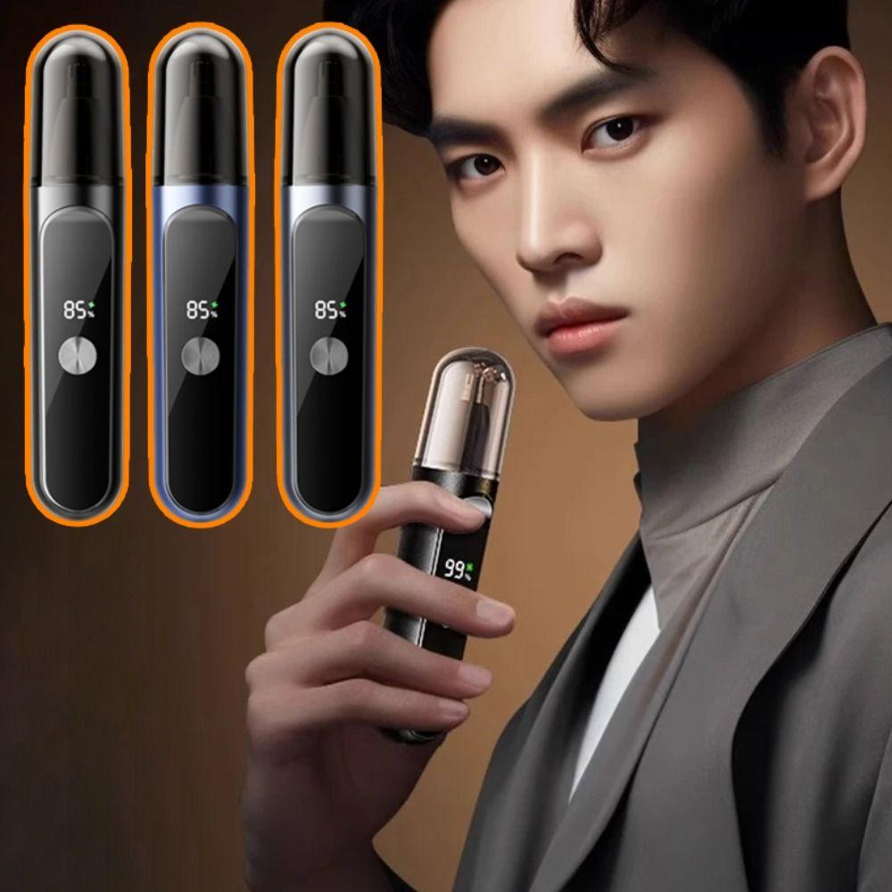 Rotary Cutter Head Electric Nose Hair Trimmer LED Digital Display Eyebrow Trimmer  Unisex