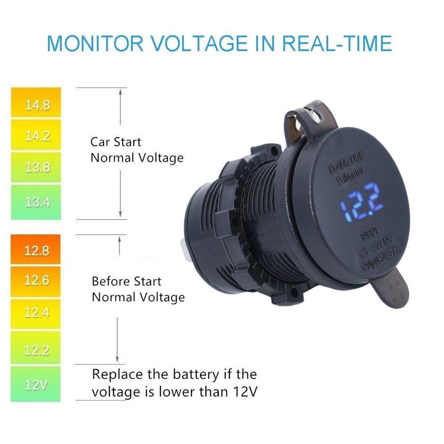2USB Motorbike Charger Socket Digital LED Voltmeter+Relay For Kawasaki Versys650