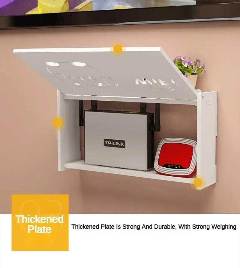 Bezprzewodowy router montowany na ścianie Półka Pudełko do przechowywania WiFi montowane na ścianie Dekoracja ścienna do salonu Uchwyt zasilający Kabel Organizer Pudełko