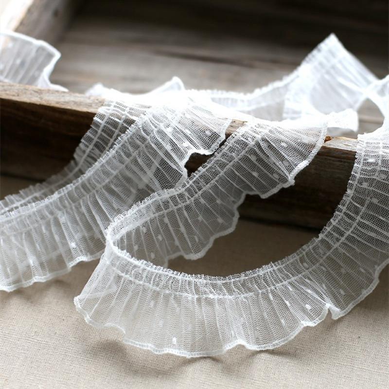 2024 Pliuri Volane Dantelă cu Buline DIY Rochie de Copii Fustă Manșete Tiv Decorare Cusături Textil de Casă Pernă Coș de Depozitare Garnitură