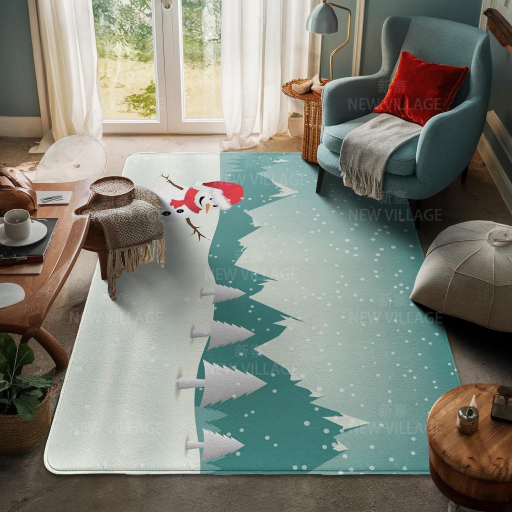 House Entrance Carpet Home Door Mat Living Room Bath Foot Bathroom Non-slip Water Absorption Rugs Bath Merry Christmas Winter