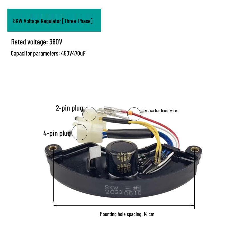 AVR Voltage Regulator for 2-8KW Gasoline Generator, Diesel Engine, Single/Three-Phase Equal Power