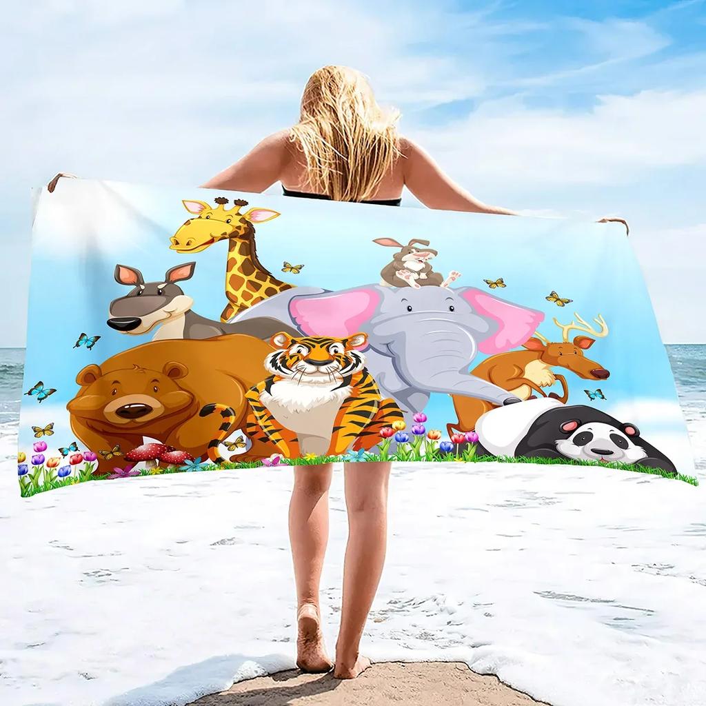Funny Zoo Microfiber Beach Towels Oversized Super Soft Bath Towels Quick Dry Sand Free Water Absorbent Towel for Kids Boys Girls