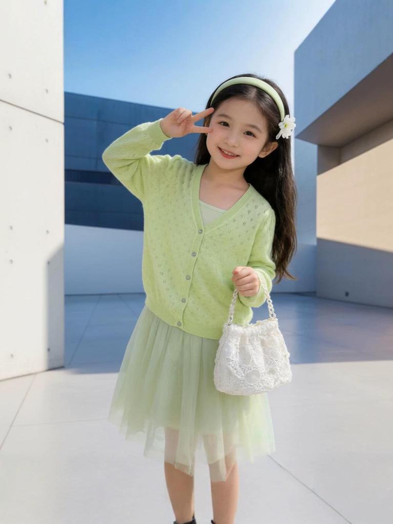 Stylischer Sommer-Strickcardigan für Mädchen - Sonnenschutz für mittlere und große Kinder
