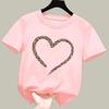 Love Heart Leopard Print Children Tshirts Summer Girls Boys Fashion Casual Cute Tops Colorful ONeck Kids Short Sleeve Tshirts