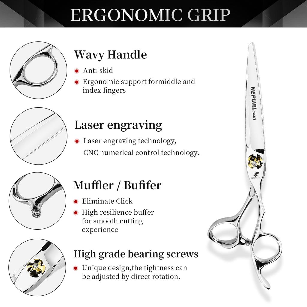6.0 Inch Vg10 Nepson Gem Model, Hair Scissors, Bangs Scissors, Flat Scissors For Hair Stylists