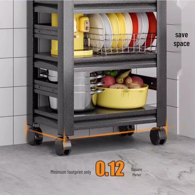 Yunshuang Floor-Standing Kitchen Storage Rack with Fence
