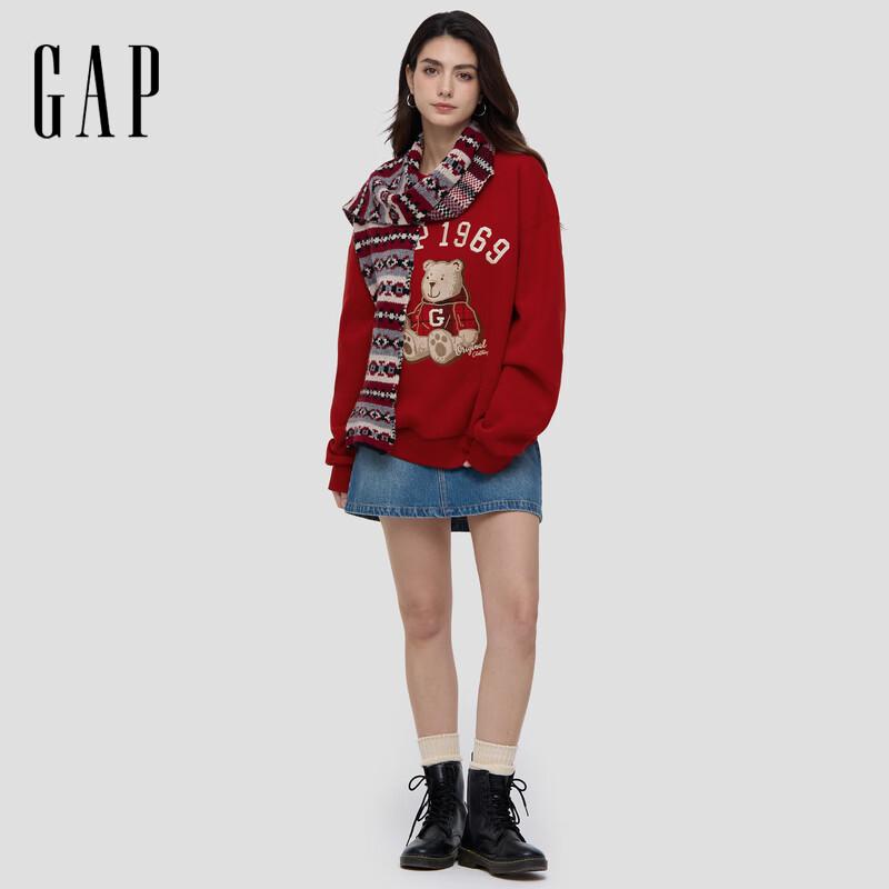 GAP Unisex Logo Bear Patch Fleece Crewneck Sweatshirt