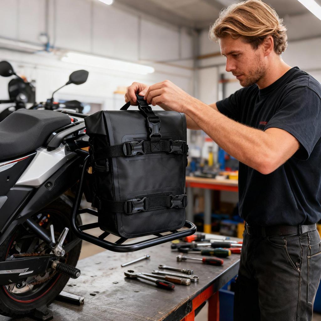 Motorcycle Crash Bar Bags Waterproof Riding Backpack Saddle Bag For Long Distance Touring Daily Commuting Outdoor Adventure Road